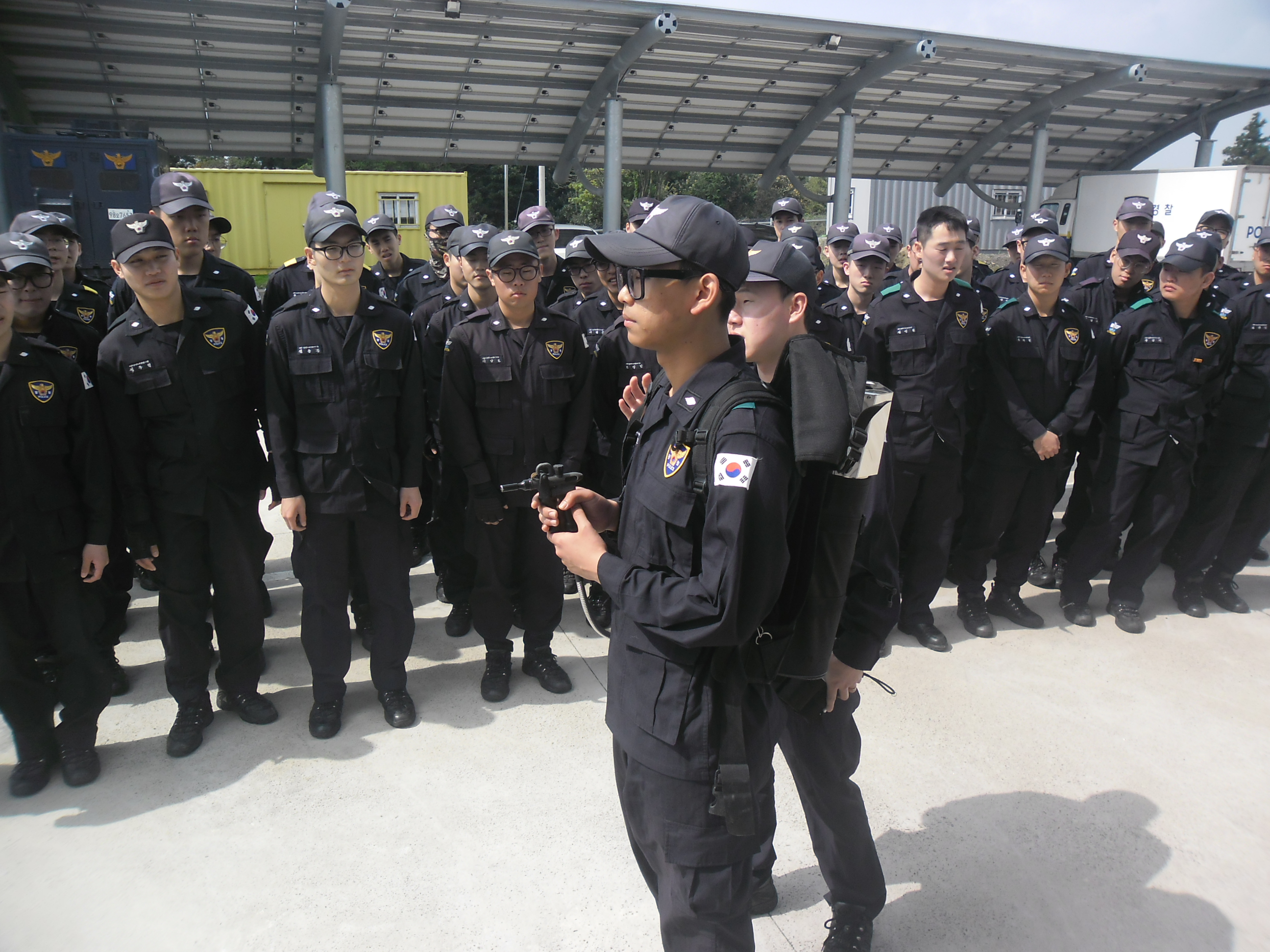 제주해안경비단 121의무경찰대 이동용분사기 교육