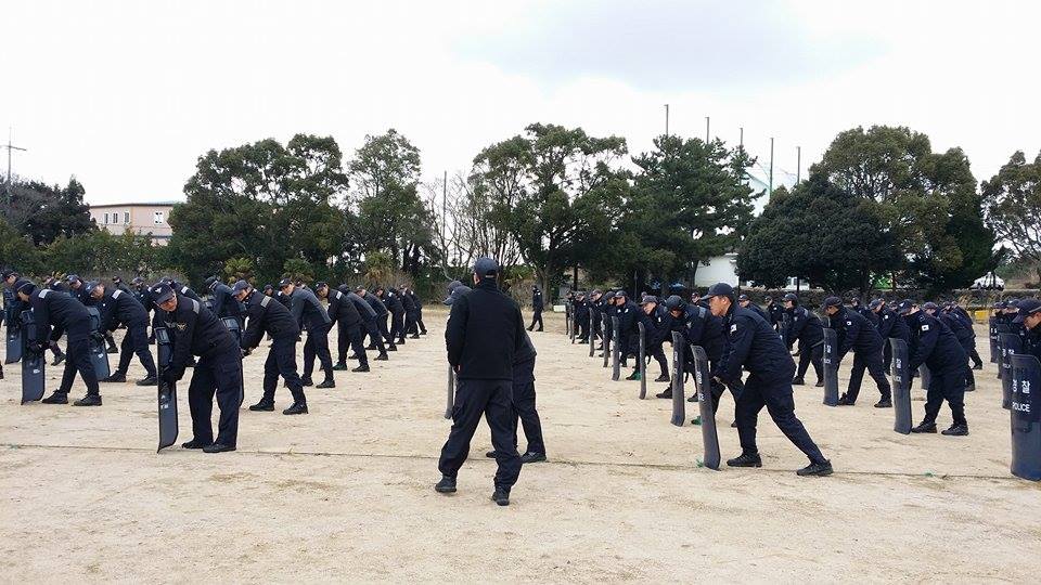제주해안경비단 121의무경찰대 검열훈련